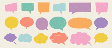 Grunge desenli konuşma baloncukları. Vektör illüstrasyonu.