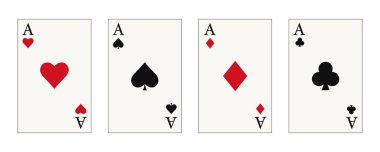 Kumarhane kartı seti. Dört as serpiştirin. Vektör