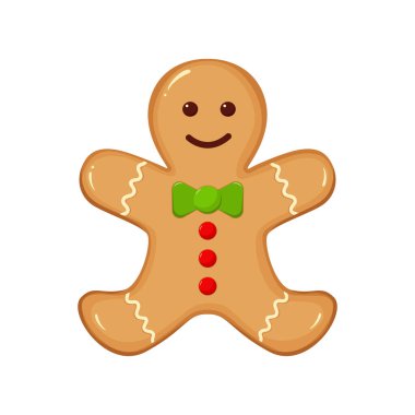 Tatlı zencefilli kurabiye adam. Noel kurabiyesi. Noel tatili tatlı tatlı tatlı. Vektör