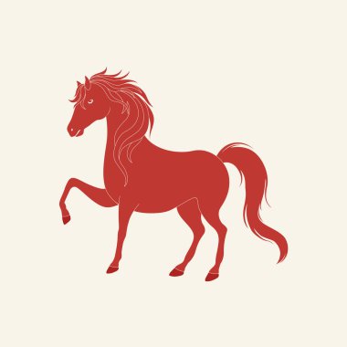 Kırmızı at. 2026 yılının sembolü. Vektör