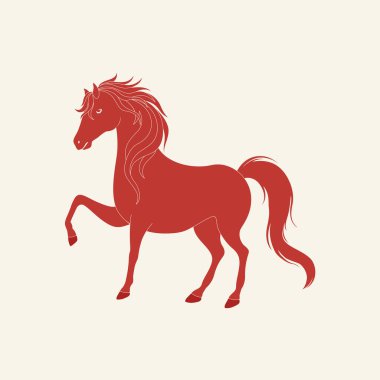 Red horse. Symbol of New Year 2026. Vector clipart