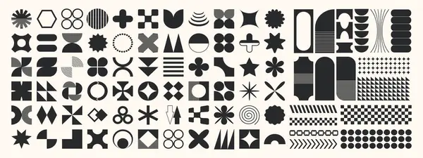 Geometrik şekillerin büyük vektör koleksiyonu. Moda soyut minimalist figürler. Vektör illüstrasyonu