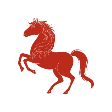 Kırmızı at. 2026 yılının sembolü. Vektör