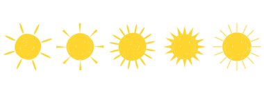 Vektör güneş simgeleri kümesi. Vektör çizimi