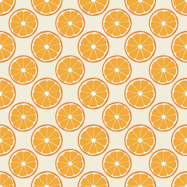 Turuncu meyveler beyaz arka planda pürüzsüz desenler oluşturuyor. Citrus meyve vektör illüstrasyonu