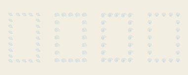 El yapımı deniz kabukları olan dikdörtgen çerçeveler. Yaz vektörü illüstrasyonu