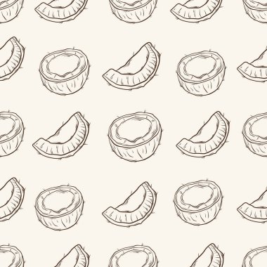 Elle çizilmiş hindistan cevizi desenli vektör. Tek renkli mürekkep taslak vektör simgesi. Tropikal tasarım, ambalaj, markalaşma, yaz baskıları ve organik ürün etiketleri için mükemmel.