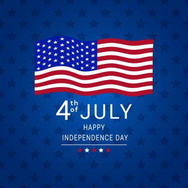 4 Temmuz. Amerikan bayrağıyla Bağımsızlık Günü 'nüz kutlu olsun. Vektör illüstrasyonu,
