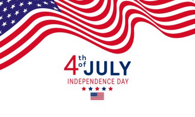 4 Temmuz. Amerikan bayrağıyla Bağımsızlık Günü 'nüz kutlu olsun. Vektör illüstrasyonu.