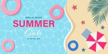 Yatay yaz indirimi afiş şablonu. Vektör