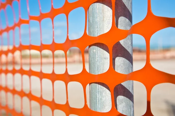 Plastic Safety Grid Construction Site Areas Protection Construction Activities — Stock Photo, Image