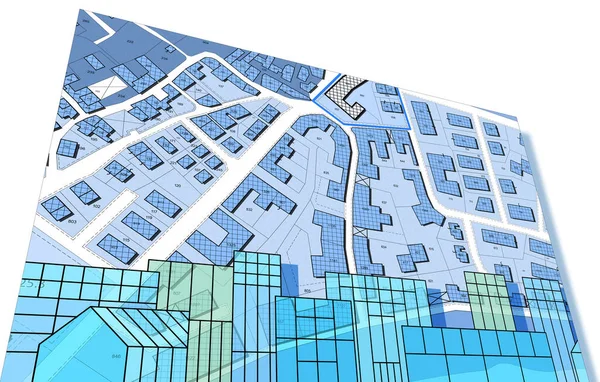 Cityscape Residential Building Imaginary City Map Territory Buildings Roads Vacant — Fotografia de Stock