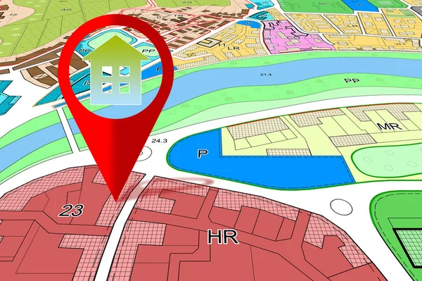 Real Estate Building Activity Concept Red Location Pin Point Home — Stock Photo, Image