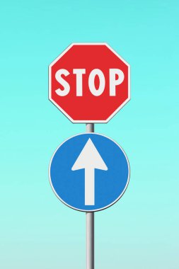 Dur ve ok trafik işaretleriyle çelişkili kavram - kavram resmi