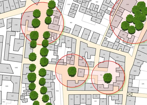 Folkräkning Singol Grupp Eller Rad Träd Städer Grön Förvaltning Och — Stockfoto