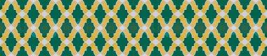 Composition of typical maroccan wall decorations with yellow and green ceramic tiles called azulejos with a geometric design - It's a seamless texture useful for rendering.