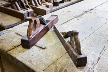 Marangoz luk işi için eski bir ahşap planör detayı 