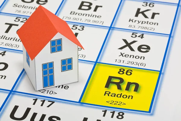 Die Gefahr Von Natürlichem Radongas Unseren Häusern Konzept Mit Mendeleev — Stockfoto