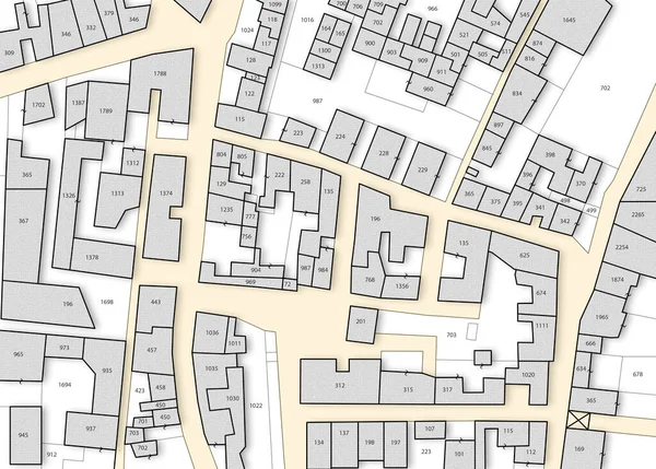 土地区画 空のプロットと架空のカダスタルマップ 土地記録とプロパティのレジストリ概念 — ストック写真