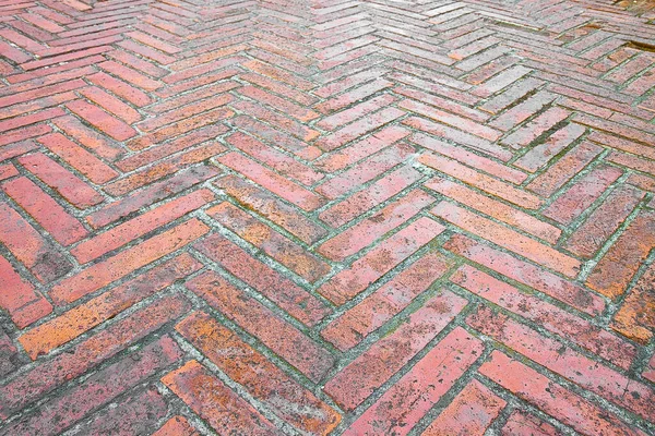 Typical Old Tuscany Terracotta Floors Called Herringbone Pattern Due Its — Foto de Stock