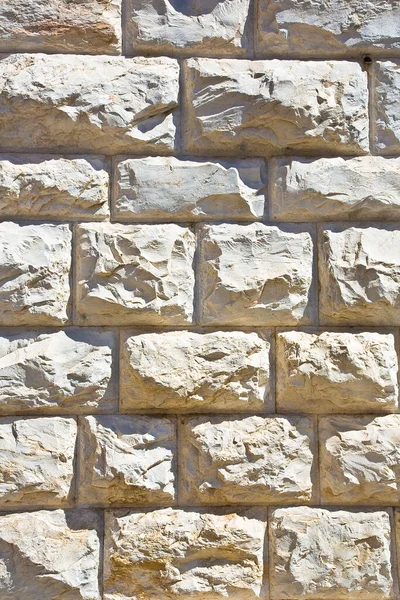 Parede Pedra Mármore Branco Velho Feita Com Diferentes Blocos Forma — Fotografia de Stock