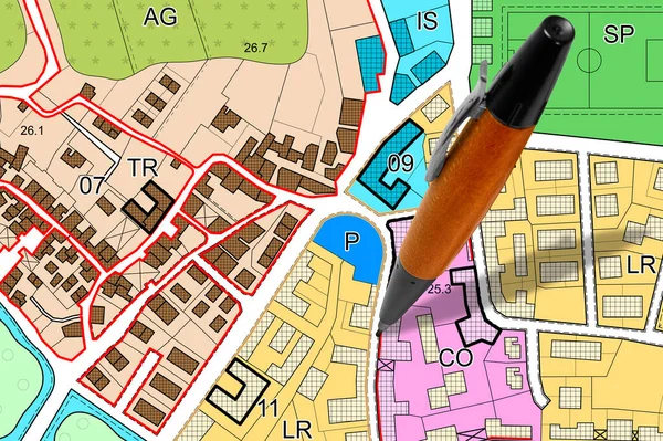 Imaginäres Allgemeines Städtebauliches Konzept Flächennutzungsplanverordnung Mit Flächennutzungsplanbezirken Urbanen Zielen Flächennutzung — Stockfoto