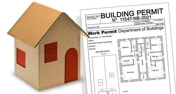 Building Permit Concept Imaginary Building Approvation Residential Home — Stock Photo, Image
