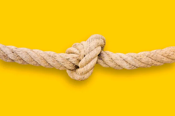 Untie Knots Problem Solving Concept Image Yellow Background — Stock Photo, Image