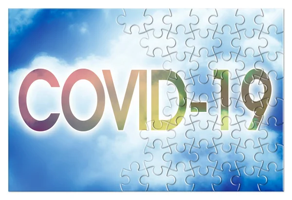 Coronavirus Covid Concept Image Home Background Solution Concept Image Jigsaw — Stock Photo, Image