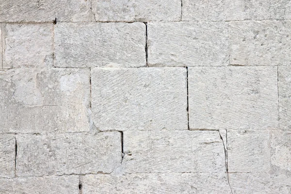 Deep Crack Old Medieval Stone Wall Made Big Blocks — Stock Photo, Image