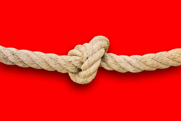 Untie Knots Problem Solving Concept Image Red Background — Stock Photo, Image