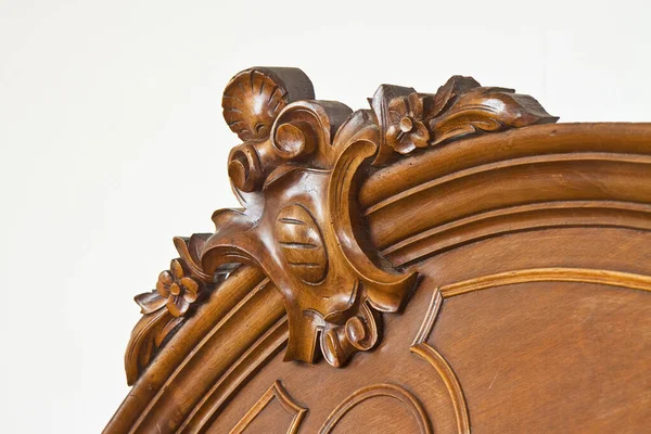 Detail Starého Italského Dřevěného Nábytku Květinovými Prvky Právě Restaurován — Stock fotografie