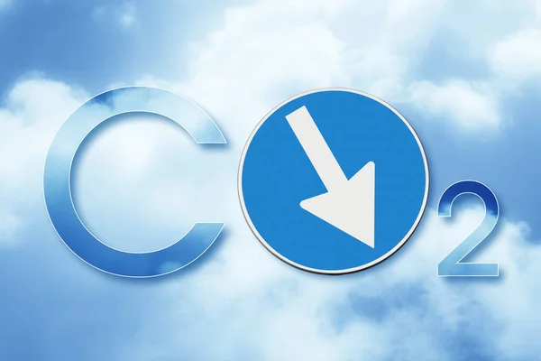 Decrease Co2 Carbon Dioxide Concept Arrow Sign Going — Foto Stock
