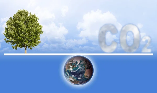 Equilibrio Co2 Árboles Tierra Concepto Imag —  Fotos de Stock