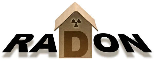 Nebezpečí Radonového Plynu Našich Domovech Koncept Obytnou Budovou Text Radonu — Stock fotografie