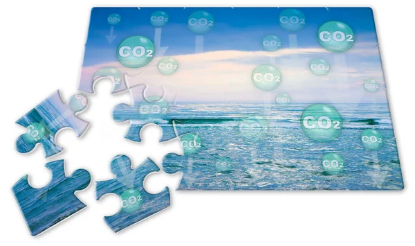 Co2 Koldioxidutsläpp Absorberas Haven Som Orsakar Uppvärmning Haven Och Försurning — Stockfoto