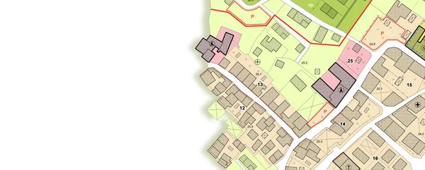 Imaginärer Allgemeiner Stadtplan Flächennutzungsplan Mit Flächennutzungsplanbezirken Urbanen Zielen Flächennutzung Bebaubaren — Stockfoto