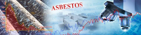 Analyse Einer Asbestprobe Von Einem Alten Dach Vor Technologischem Hintergrund — Stockfoto