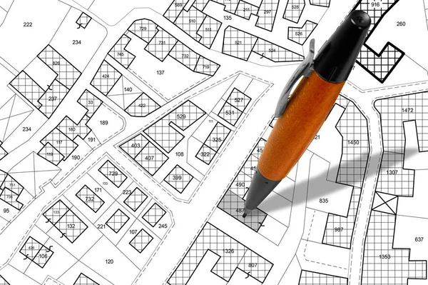 Imaginary Cadastral Map Buildings Land Parcel Vacant Plot Land Property — Stock Photo, Image