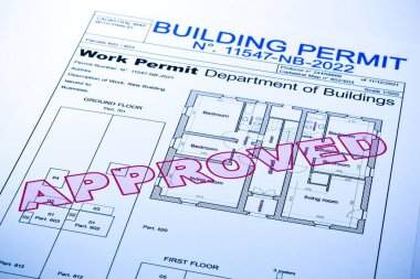 Approved Buildings Permit concept with approved residential building project clipart