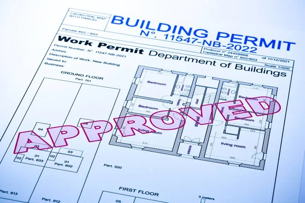 stock image Approved Buildings Permit concept with approved residential building project