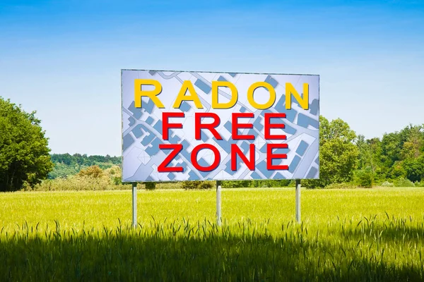 Radon Gas Free Zone 땅에서 나오는 천연적 방사성 가스가없는 지도가 — 스톡 사진