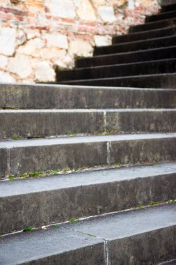 Kopya alanı ile eski bir taş merdiven detay