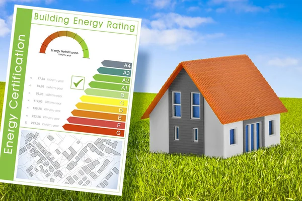 Buildings energy efficiency concept with energy classes according to the new European law and home model