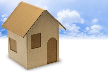 Karton ev - kopyalama alanı olan konsept resim