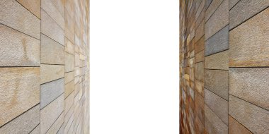 Tahta blokları olan modern taş duvar kavramı - kopya alanı olan resim