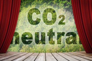 CO2 Nötr Metin - Bir orman arka planına karşı karbon nötr konsept