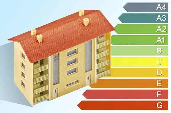 Buildings Energy Efficiency Concept Energy Classes According New European Law — Stock Photo, Image