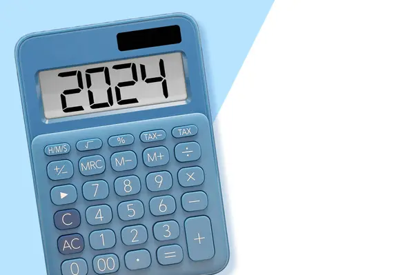 Koncepcja Budżetu 2024 Kalkulatorem Przestrzenią Kopiowania Obrazek Stockowy