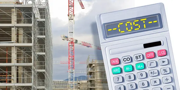 stock image Costs about costruction industry - Construction business abstract concept and calculator - Building activity investment metaphor